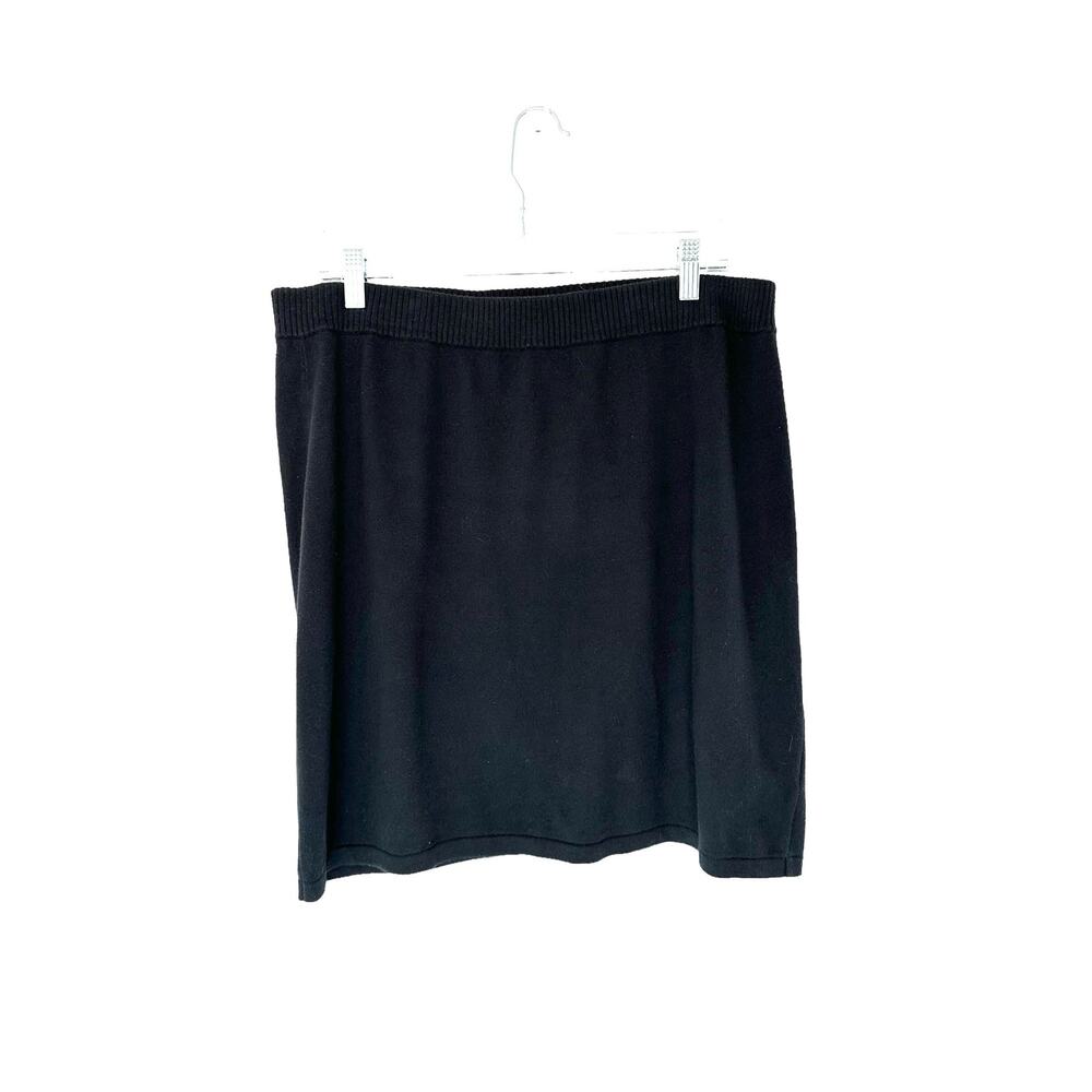 J.Jill Skirt Black‎ Elastic Waist Pull On Office Business Career A-Line Large